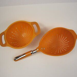 Vintage KitchenAid Strainer Colander Orange - Lot of 2 Strainers - Used